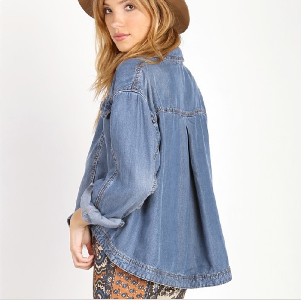 Dark tencel denim  Free People swing coat